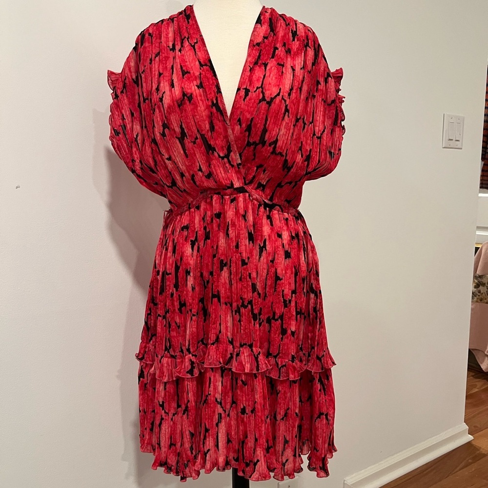 Kenzo Paris Peonie Crepe Tiered Flare Dress Size Medium - Picture 5 of 12